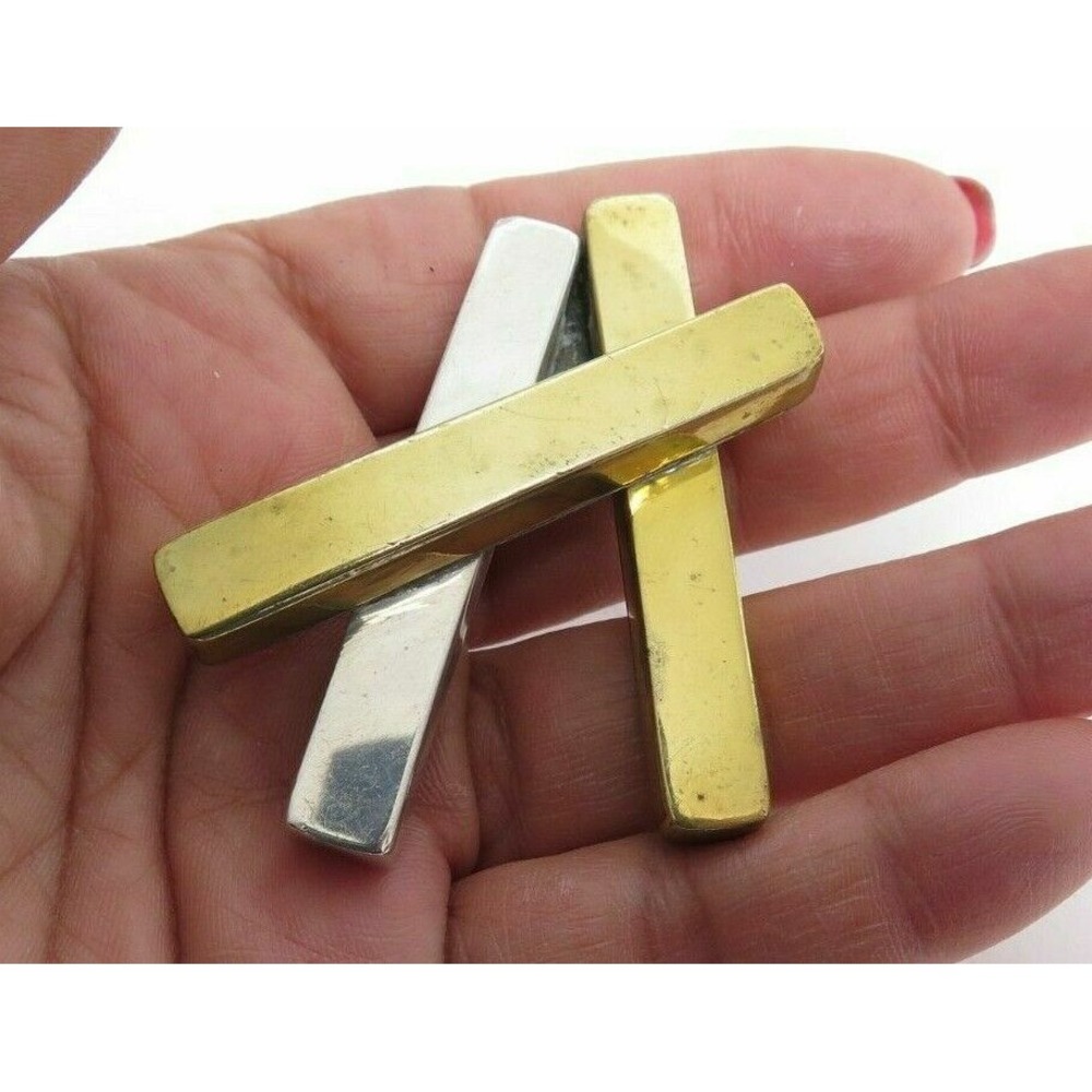 Vintage Designer‎ Signed Celina SEBIRI Sterling Silver & Brass Modernist Pin